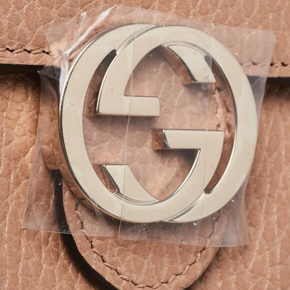 Gucci Interlocking GG Camelia Soft Leather Wallet Marmont Light Beige Italy NEW - Picture 10 of 13